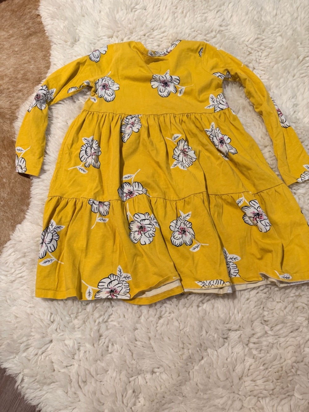 Tea Yellow Floral Tiered Dress with Button Front - Picture 5 of 5